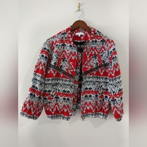 IRO Red and Black Patterned Bomber Jacket